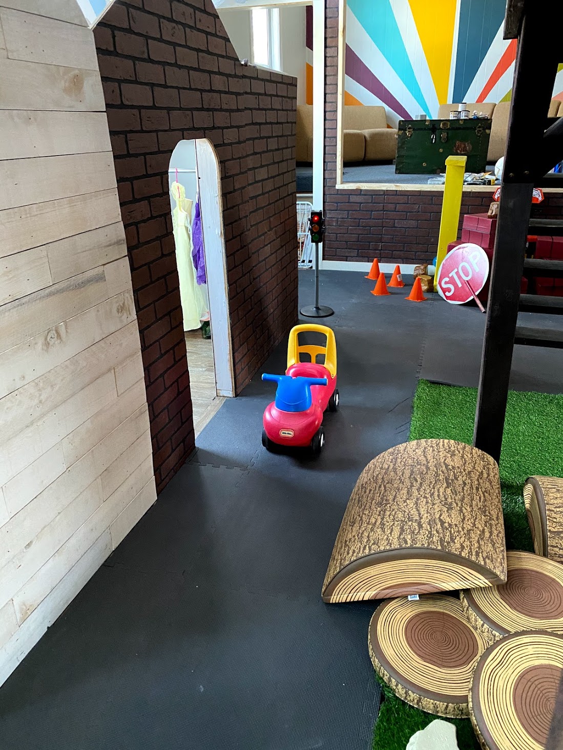 Seating area for parents in Kid City.